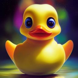 duck #442 | A colorful little blend of duckling and duckie, large eyes, very cute, professional majestic oil painting, 3d render, cgi, cosmic energy, colorful, painting burst, beautiful face, symmetrical face