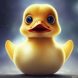duck #450 | Cute little blend of duckling and duckie, toy, large eyes, very cute, professional, majestic, 3d render, cgi, cosmic energy, colorful, painting burst, beautiful face, symmetrical face