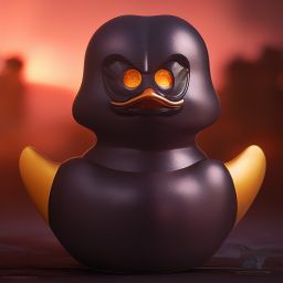 duck #420 | A fierce blend of knight and rubber duck, large eyes, menacing, professional majestic oil painting, 3d render, cgi