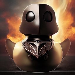 duck #382 | A ferocious blend of warrior and rubber duck, in armor, battle, angry, professional majestic oil painting,trending on ArtStation,trending on CGSociety,volumetric lighting