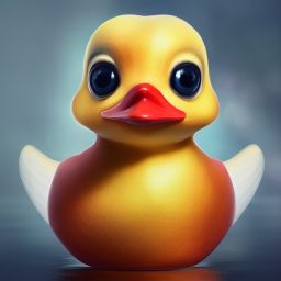 duck #447 | Cute little blend of duckling and duckie, toy, large eyes, very cute, professional, majestic, 3d render, cgi, cosmic energy, colorful, painting burst, beautiful face, symmetrical face