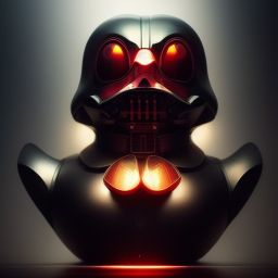 duck #52 | Photo of a blend of darth vader, rubber ducky and duckling as king with red reflections in eyes, professional majestic oil painting by Ed Blinkey,Atey Ghailan,Studio Ghibli,by Jeremy Mann