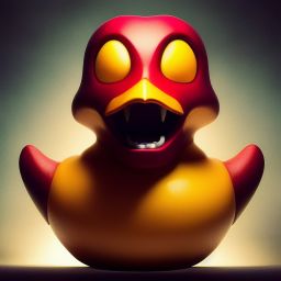 duck #377 | A ferocious blend of warrior and rubber duck, in armor, battle, angry