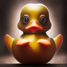 duck #445 | Cute little blend of duckling and duckie, toy, large eyes, very cute, professional majestic oil painting, 3d render, cgi, cosmic energy, colorful, painting burst, beautiful face, symmetrical face