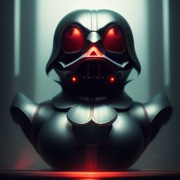 duck #49 | Photo of a blend of darth vader, rubber ducky and duckling as king with red reflections in eyes, professional majestic oil painting by Ed Blinkey,Atey Ghailan,Studio Ghibli,by Jeremy Mann