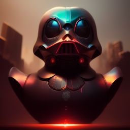 duck #55 | Photo of a blend of darth vader, rubber ducky and duckling as king with red reflections in eyes, professional majestic oil painting by Ed Blinkey,Atey Ghailan,Studio Ghibli,by Jeremy Mann