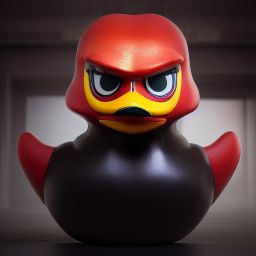 duck #417 | A fierce blend of knight and rubber duck, large eyes, menacing, professional majestic oil painting, 3d render, cgi