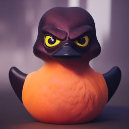 duck #410 | A angry looking blend of bird and rubber duck, large eyes, menacing look, professional majestic oil painting, 3d render, cgi