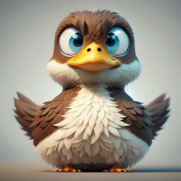 duck #699 | 3d fluffy a cute brown duck, strong colors, perfect beak, colorful, big eyes, tiny toy, animated movie character, soft smooth lighting , 3d fluffy, closeup cute and adorable