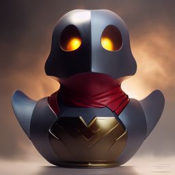 duck #384 | A superhero blend of warrior and rubber duck, in armor, battle, angry, professional majestic oil painting,trending on ArtStation,trending on CGSociety,volumetric lighting