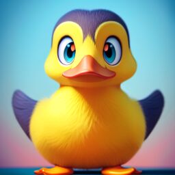 duck #693 | A cute multicolored blend of duck and duckling alien, strong colors, colorful, big eyes, tiny toy, animated movie character, soft smooth lighting, 3d fluffy, closeup cute and adorable