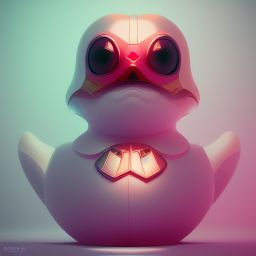 duck #150 | Photo of a blend of alien, rubber ducky and duckling as king with red reflections in eyes, cyberpunk cyborg, sci - fi, intricate abstract upper body intricate artwork, by tooth wu, wlop, beeple