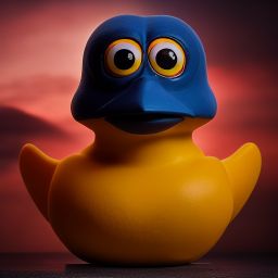 duck #401 | A menacing blend of ninja and rubber duck, large eyes, menacing look, professional majestic oil painting, 3d render, cgi