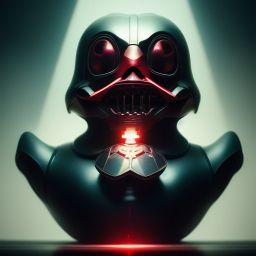 duck #57 | Photo of a blend of darth vader, rubber ducky and duckling as king with red reflections in eyes, professional majestic oil painting by Ed Blinkey,Atey Ghailan,Studio Ghibli,by Jeremy Mann