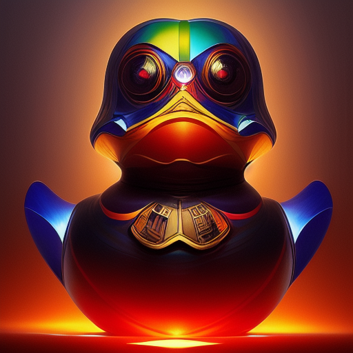 duck #194 | Photo of a blend of droid and rubber ducky, cosmic energy, colorful, painting burst, dramatic lighting, tone mapped, intricate, elegant, highly detailed, digital painting, artstation, concept art