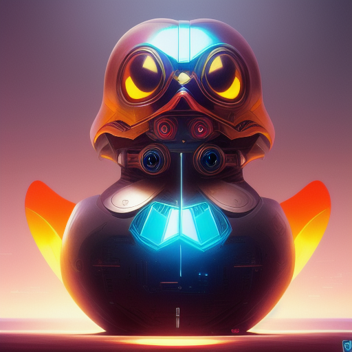 duck #216 | Photo of a blend of droid and rubber ducky, cosmic energy, colorful, painting burst, dramatic lighting, tone mapped, intricate, elegant, highly detailed, digital painting, artstation, concept art