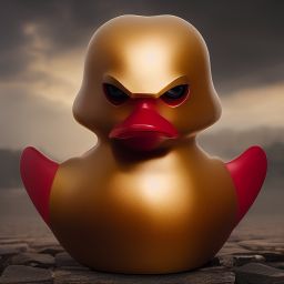 duck #418 | A angry looking blend of luchador and rubber duck, large eyes, menacing, professional majestic oil painting, 3d render, cgi