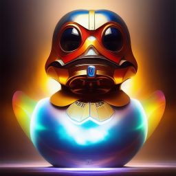 duck #282 | Photo of a blend of droid and rubber ducky, cosmic energy, colorful, painting burst, dramatic lighting, tone mapped, intricate, elegant, highly detailed, digital painting, artstation, concept art