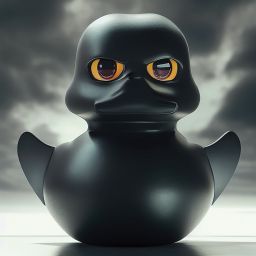 duck #394 | A menacing blend of ninja and rubber duck, large eyes, menacing look, professional majestic oil painting, 3d render, cgi