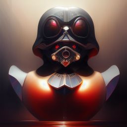 duck #111 | Photo of a blend of darth vader, droid, rubber ducky and duckling as king with red reflections in eyes, cyberpunk cyborg, sci - fi, intricate abstract upper body intricate artwork, by tooth wu, wlop