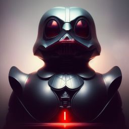 duck #50 | Photo of a blend of darth vader, rubber ducky and duckling as king with red reflections in eyes, professional majestic oil painting by Ed Blinkey,Atey Ghailan,Studio Ghibli,by Jeremy Mann