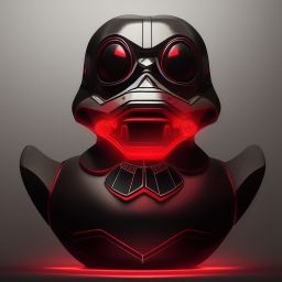 duck #126 | Photo of a blend of droid, rubber ducky and duckling as king with red reflections in eyes, cyberpunk cyborg, sci - fi, intricate abstract upper body intricate artwork, by tooth wu, wlop, beeple