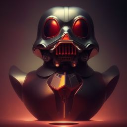 duck #96 | Photo of a blend of darth vader, rubber ducky and duckling as king with red reflections in eyes, professional majestic oil painting by Ed Blinkey,Atey Ghailan,Studio Ghibli,by Jeremy Mann