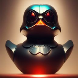 duck #48 | Photo of a blend of darth vader, rubber ducky and duckling as king with red reflections in eyes, professional majestic oil painting by Ed Blinkey,Atey Ghailan,Studio Ghibli,by Jeremy Mann
