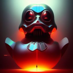 duck #101 | Photo of a blend of darth vader, droid, rubber ducky and duckling as king with red reflections in eyes, professional majestic oil painting by Ed Blinkey,Atey Ghailan,Studio Ghibli,by Jeremy Mann