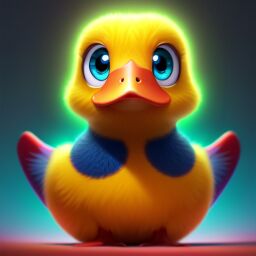 duck #694 | A cute multicolored blend of duck and duckling alien, strong colors, colorful, big eyes, tiny toy, animated movie character, soft smooth lighting, 3d fluffy, closeup cute and adorable