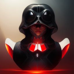 duck #112 | Photo of a blend of droid, rubber ducky and duckling as king with red reflections in eyes, cyberpunk cyborg, sci - fi, intricate abstract upper body intricate artwork, by tooth wu, wlop, beeple
