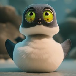 duck #560 | Fish, 3d fluffy, closeup cute and adorable, cute big circular reflective eyes, long fuzzy fur, Pixar render, unreal engine cinematic smooth, intricate detail, cinematic