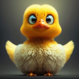 duck #684 | 3d fluffy a cute red duck, strong colors, perfect beak, colorful, soft smooth lighting , 3d fluffy, closeup cute and adorable, cute big circular reflective eyes, long fuzzy fur, Pixar render