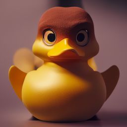 duck #398 | A menacing blend of ninja and rubber duck, large eyes, menacing look, professional majestic oil painting, 3d render, cgi