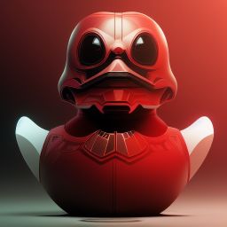 duck #139 | Photo of a blend of droid, rubber ducky and duckling as king with red reflections in eyes, cyberpunk cyborg, sci - fi, intricate abstract upper body intricate artwork, by tooth wu, wlop, beeple