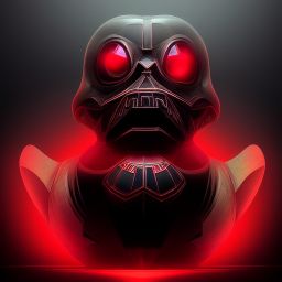 duck #26 | Photo of a blend of alien, rubber ducky and duckling as king with red reflections in eyes, cyberpunk cyborg, sci - fi, intricate abstract upper body intricate artwork, by tooth wu, wlop, beeple