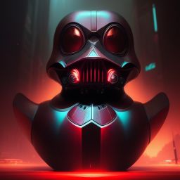 duck #100 | Photo of a blend of darth vader, droid, rubber ducky and duckling as king with red reflections in eyes, professional majestic oil painting by Ed Blinkey,Atey Ghailan,Studio Ghibli,by Jeremy Mann