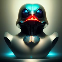 duck #59 | Photo of a blend of darth vader, rubber ducky and duckling as king with red reflections in eyes, professional majestic oil painting by Ed Blinkey,Atey Ghailan,Studio Ghibli,by Jeremy Mann
