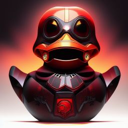 duck #128 | Photo of a blend of droid, rubber ducky and duckling as king with red reflections in eyes, cyberpunk cyborg, sci - fi, intricate abstract upper body intricate artwork, by tooth wu, wlop, beeple