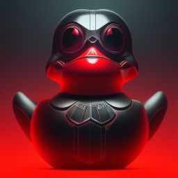 duck #141 | Photo of a blend of droid, rubber ducky and duckling as king with red reflections in eyes, cyberpunk cyborg, sci - fi, intricate abstract upper body intricate artwork, by tooth wu, wlop, beeple