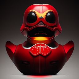 duck #134 | Photo of a blend of droid, rubber ducky and duckling as king with red reflections in eyes, cyberpunk cyborg, sci - fi, intricate abstract upper body intricate artwork, by tooth wu, wlop, beeple