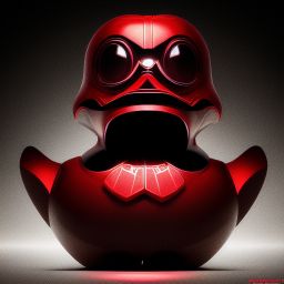 duck #132 | Photo of a blend of droid, rubber ducky and duckling as king with red reflections in eyes, cyberpunk cyborg, sci - fi, intricate abstract upper body intricate artwork, by tooth wu, wlop, beeple