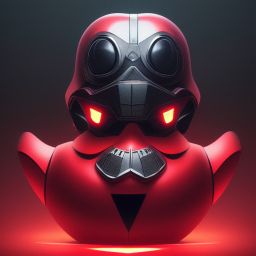duck #136 | Photo of a blend of droid, rubber ducky and duckling as king with red reflections in eyes, cyberpunk cyborg, sci - fi, intricate abstract upper body intricate artwork, by tooth wu, wlop, beeple