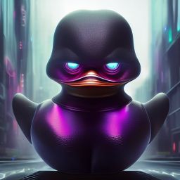 duck #408 | A angry looking blend of bird and rubber duck, large eyes, menacing look, professional majestic oil painting, 3d render, cgi, cyberpunk cyborg, sci - fi