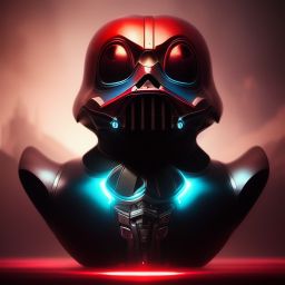 duck #51 | Photo of a blend of darth vader, rubber ducky and duckling as king with red reflections in eyes, professional majestic oil painting by Ed Blinkey,Atey Ghailan,Studio Ghibli,by Jeremy Mann