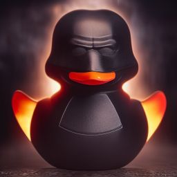 duck #395 | A menacing blend of ninja and rubber duck, large eyes, menacing look, professional majestic oil painting, 3d render, cgi