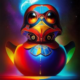 duck #228 | Photo of a blend of droid and rubber ducky, cosmic energy, colorful, painting burst, dramatic lighting, tone mapped, intricate, elegant, highly detailed, digital painting, artstation, concept art