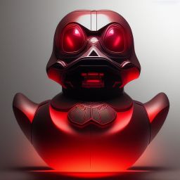 duck #138 | Photo of a blend of droid, rubber ducky and duckling as king with red reflections in eyes, cyberpunk cyborg, sci - fi, intricate abstract upper body intricate artwork, by tooth wu, wlop, beeple