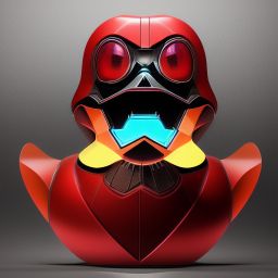 duck #143 | Photo of a blend of droid, rubber ducky and duckling as king with red reflections in eyes, cyberpunk cyborg, sci - fi, intricate abstract upper body intricate artwork, by tooth wu, wlop, beeple