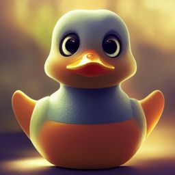 duck #441 | A cute little blend of duckling and rubber duckie, large eyes, very cute, professional majestic oil painting, 3d render, cgi, cosmic energy, colorful, painting burst, beautiful face, symmetrical face